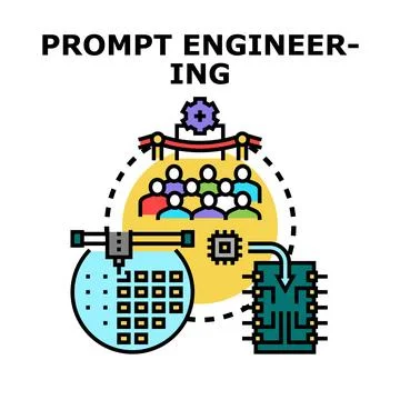 Prompt engineering developing artificial intelligence models concept Stock Illustration