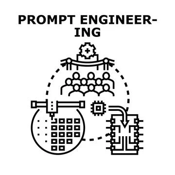 Prompt engineering developing artificial intelligence models concept Illustrazione stock