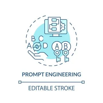 Prompt engineering soft blue concept icon Stock Illustration