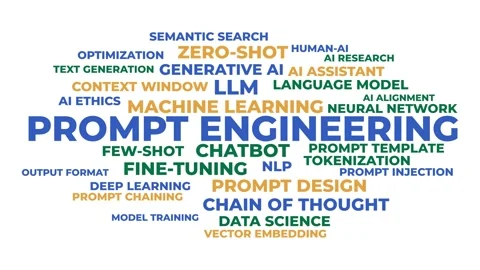 Prompt Engineering Word Cloud: AI Language Model Concepts Stock Footage 346718618