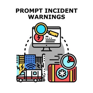 Prompt incident warnings system detecting urgent situations Stock Illustration