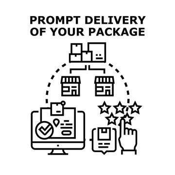 Prompt package delivery with online tracking and customer feedback Illustration