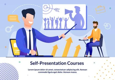 Prompt Poster Written Self-presentation Courses. Tutors Introduce Online Educ Stock Illustration