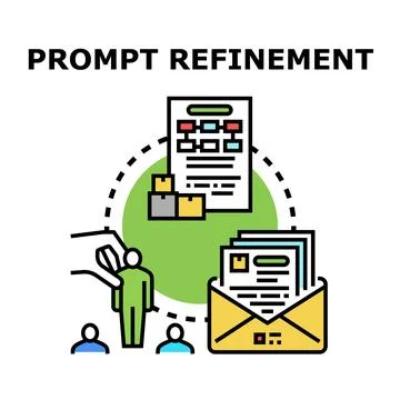 Prompt refinement process for artificial intelligence development Stockillustratie