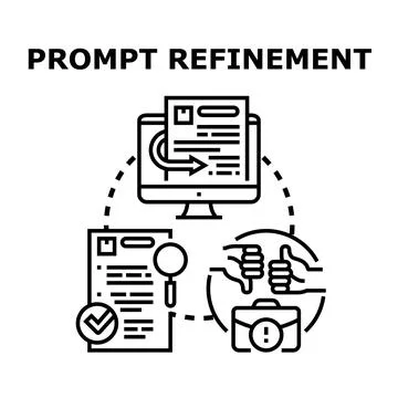 Prompt refinement process optimizing artificial intelligence output 库存插图