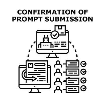 Prompt submission confirmation process illustrating ai content generation Stock Illustration