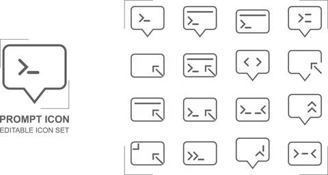 Prompt vector line icon set Stock Illustration
