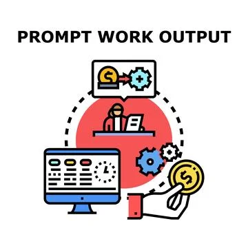 Prompt work output generating efficient business process 库存插图