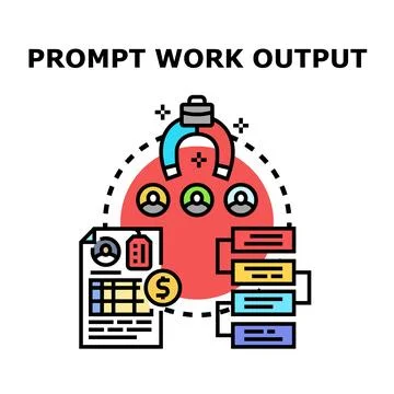 Prompt work output generating successful business results Stock Illustration