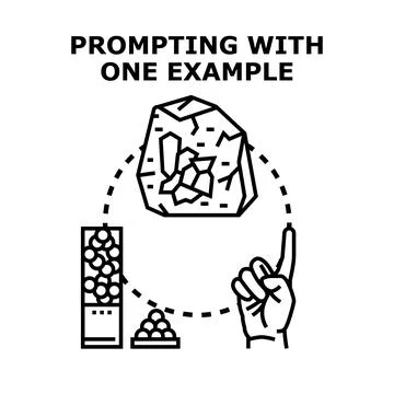 Prompting with one example concept illustration vector Illustrazione stock