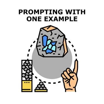 Prompting with one example concept illustration vector Illustrazione stock