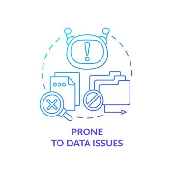 Prone to data issues blue gradient concept icon Illustrazione stock