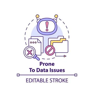 Prone to data issues concept icon Stock Illustration