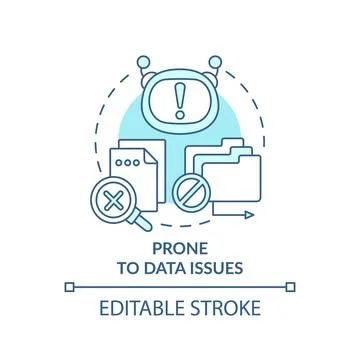 Prone to data issues turquoise concept icon Illustrazione stock
