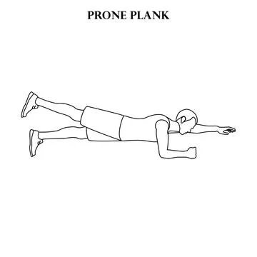 Prone plank exercise strength workout vector illustration outline 스톡 일러스트