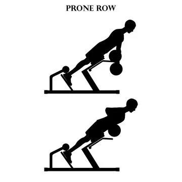 Prone row exercise strength workout vector illustration silhouette Stock Illustration