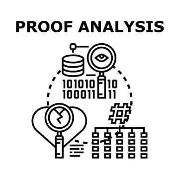 Proof analysis concept exploring data and logic Stock Illustration