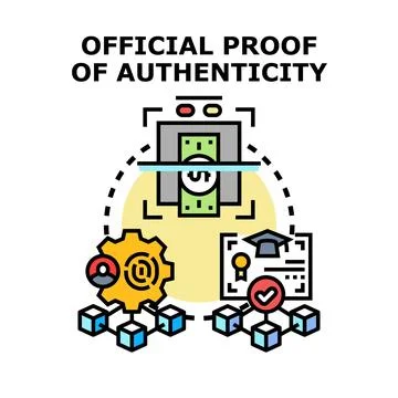 Proof of authenticity certification process and digital verification concept Stock Illustration