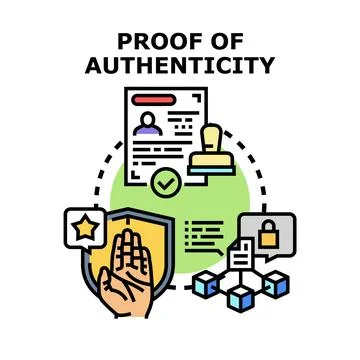 Proof of authenticity concept for identity verification and digital security Stock Illustration