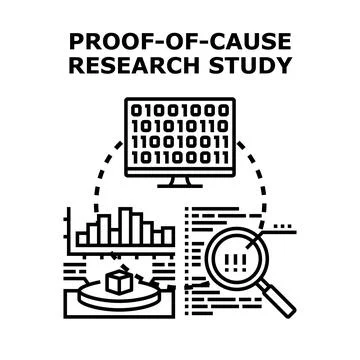 Proof of cause research study concept developing solution Stock Illustration