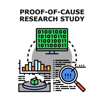 Proof of cause research study concept developing solution Ilustração Stock