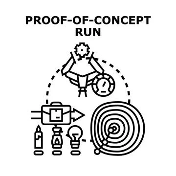 Proof concept run testing new business idea Illustrazione stock