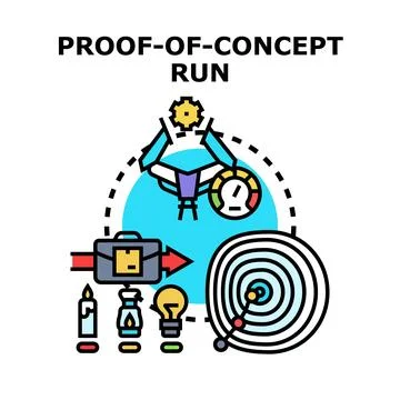 Proof concept run testing new business idea Stock Illustration