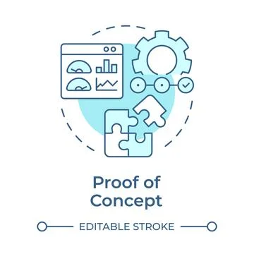 Proof of concept soft blue concept icon Stock Illustration
