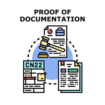 Proof of documentation concept for legal evidence Illustrazione stock