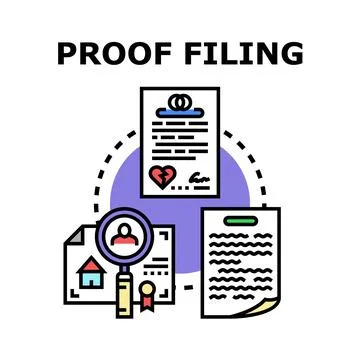 Proof filing concept for legal documentation and official process Stockillustratie