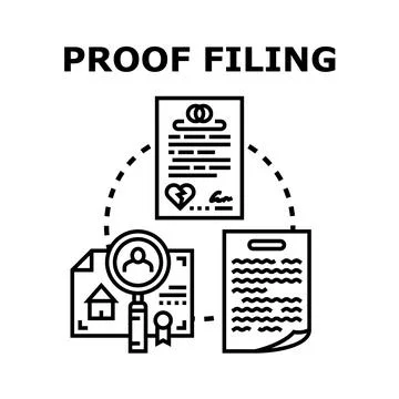 Proof filing concept for legal documentation and official process Illustrazione stock