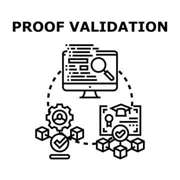 Proof validation process checking digital data documentation Stock Illustration