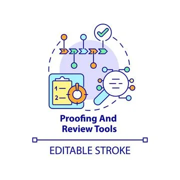 Proofing and review tools concept icon Illustrazione stock