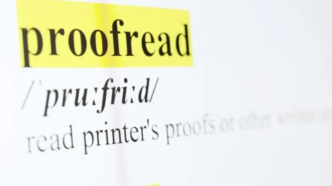 Proofread Text Macro Shot Highlighted in Yellow Color On Computer Screen Stock Footage 123224416