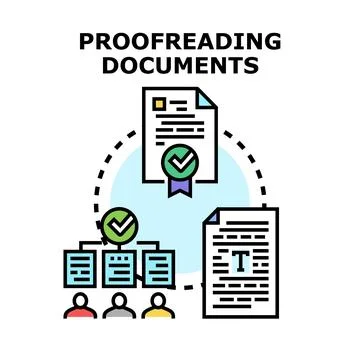 Proofreading and editing documents concept for quality check Illustrazione stock