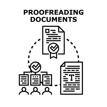 Proofreading and editing documents concept for quality check Stock Illustration