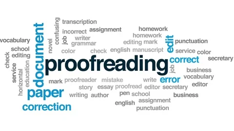 Proofreading animated word cloud, text design animation. Video stock 79667769