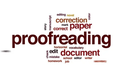 Proofreading animated word cloud, text design animation. Video stock 80073129