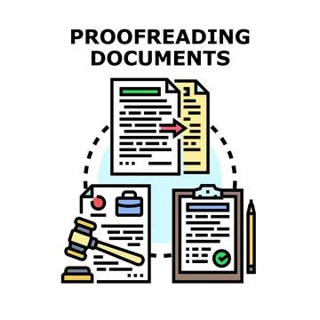 Proofreading documents checking and editing process 스톡 일러스트