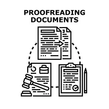 Proofreading documents checking and editing process Stock Illustration