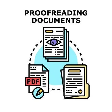 Proofreading documents for quality assurance and editing Ilustración de archivo