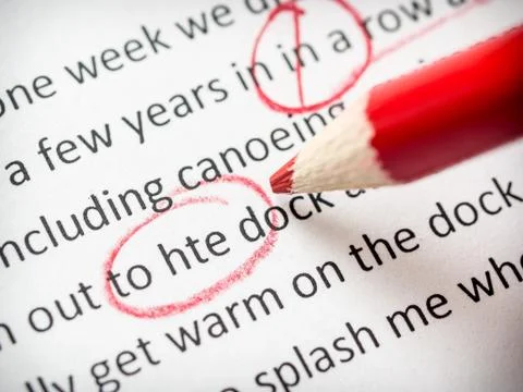 Proofreading red pencil Stock Photos