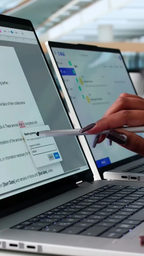 Proofreading Script Editing Document Book: Spell Text Grammar Computer Video stock 317874743