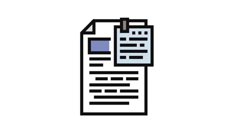 Proofreading text technical writer color icon animation Video stock 326105843