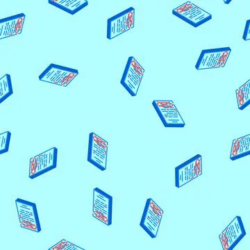 Proofreading text technical writer isometric icon seamless pattern 스톡 일러스트