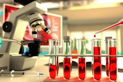 Proofs in office - blood sample test for virus Stock Illustration