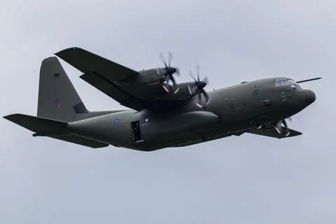Prop blur from the RAF C-130J Super Hercules Stock Photos