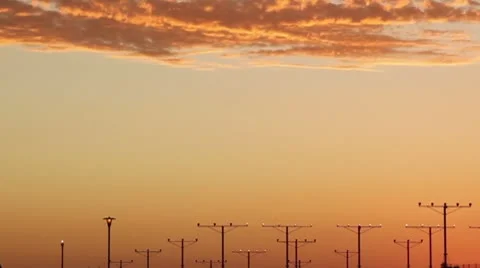 Prop Plane Sunset Landing Stock Footage 9871260