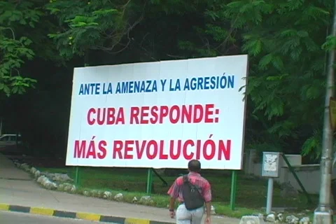 Propaganda billboard Stock Footage 397389