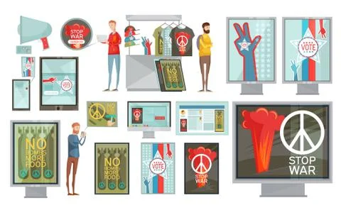 Propaganda Flat Set Stockillustratie